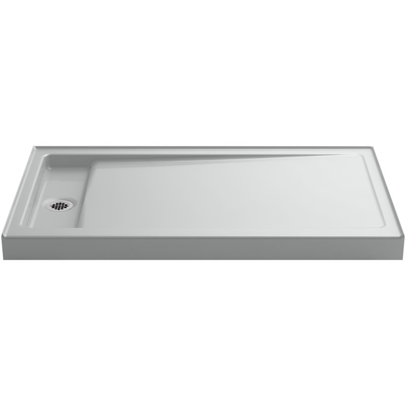 Bellwether 60" x 34" Single-Threshold Shower Base, Ice Gray, Left Offset