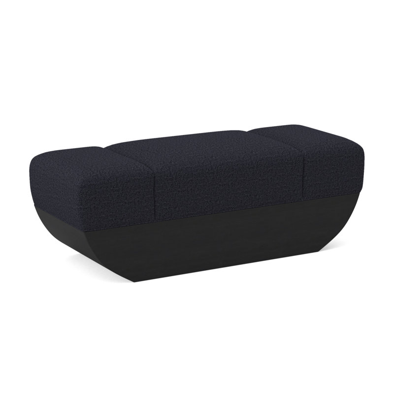 Ark Upholstered Bench, Venice Navy 100% Polyester, Espresso