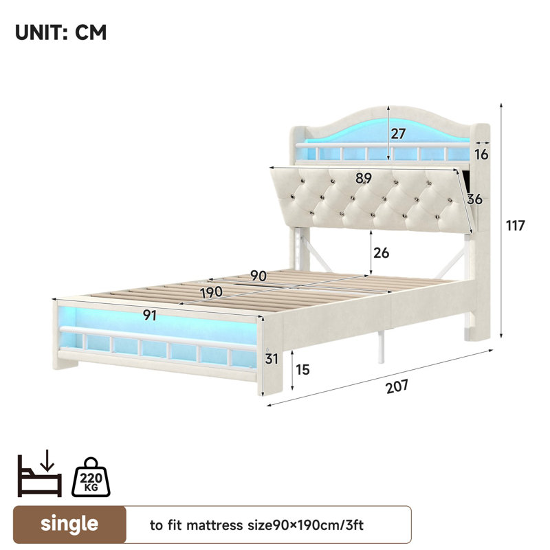Solid Wood Storage Bed