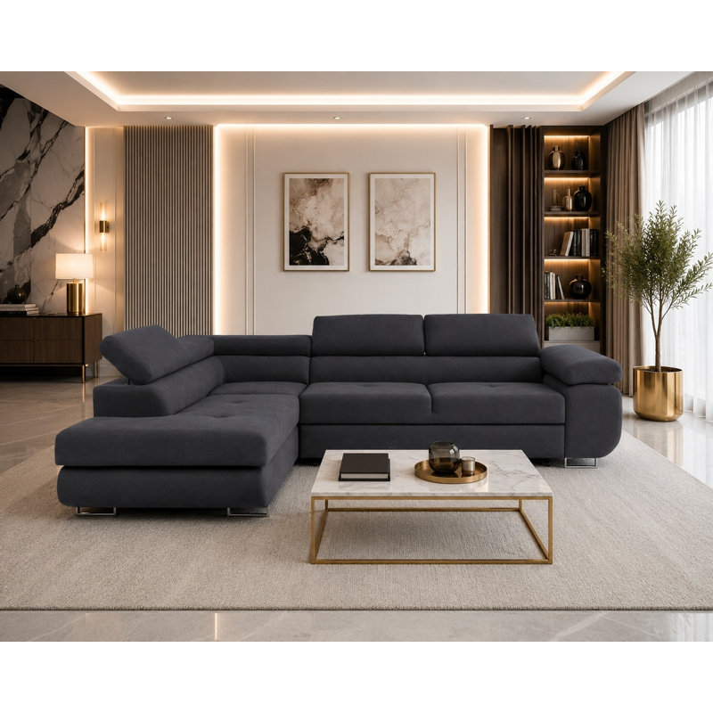 Flavius Corner Sofa Bed, Left Hand Facing, Charcoal