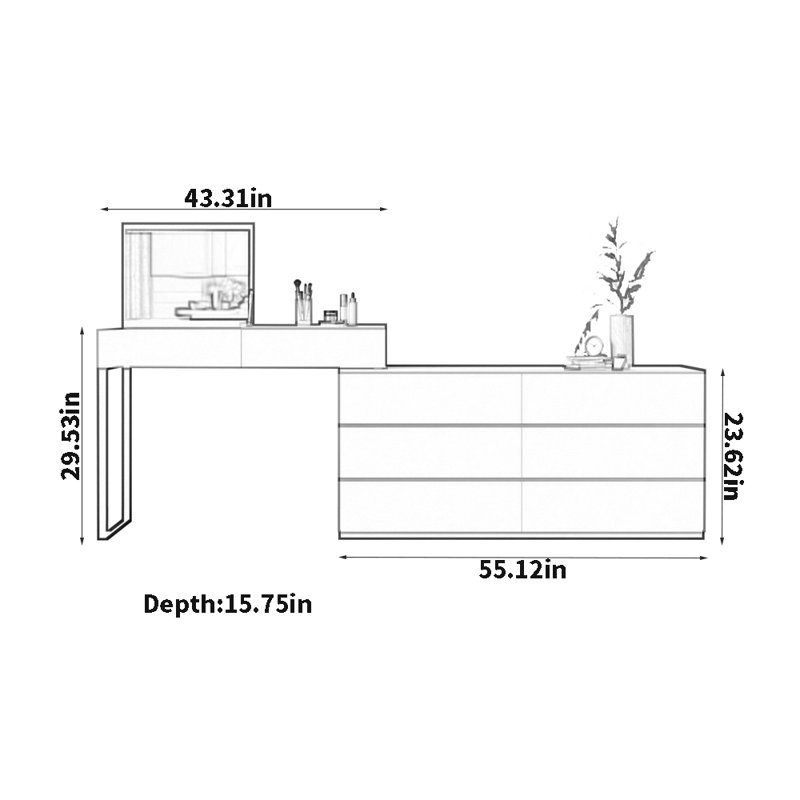 Multifunctional Home Dresser, Light Gray