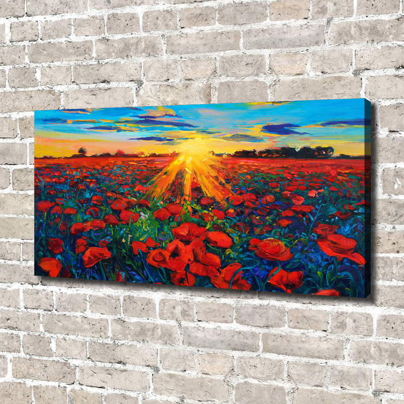 Field Of Poppies - No Frame Print, Canvas, 70cm H x 140cm W x 2cm D