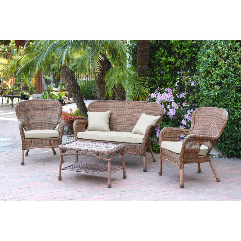 Bellas 4 Piece Sofa Set with Cushions, Honey, Tan