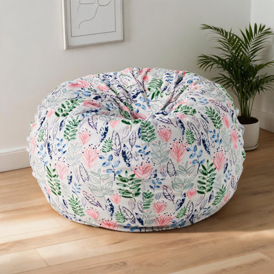Fauteuil à billes classique en tissu blanc classique, siège unique pour une détente décontractée à l'intérieur, motif à feuilles arrondies de 3 pieds convenant au salon et à la chambre à coucher
