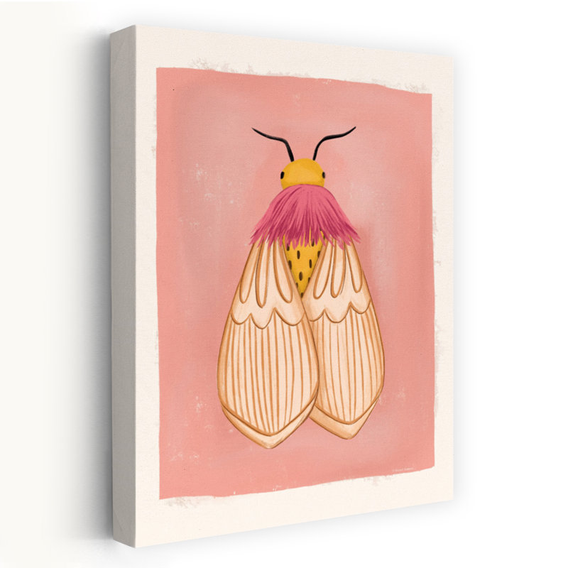 Boho Moth - Contemporary Rosy Maple Moth, H 24 po x l 16 po