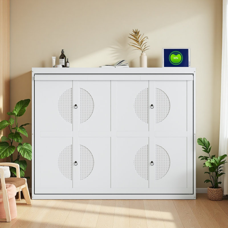 Murphy Bed Wall Bed, White, Queen