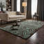 Tapis floral asymétrique en laine touffeté à la main brun et bleu sarcelle Mikilah-24324513