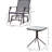 3 Piece Outdoor Glider Chair - . Gray 2 Patio Rocking Swing Chairs With Breathable Sling. Glass Tabletop For Spaces. Suitable Backyard, Garden And Porch. Steel Frame Backyard Table Chairs, Gray,