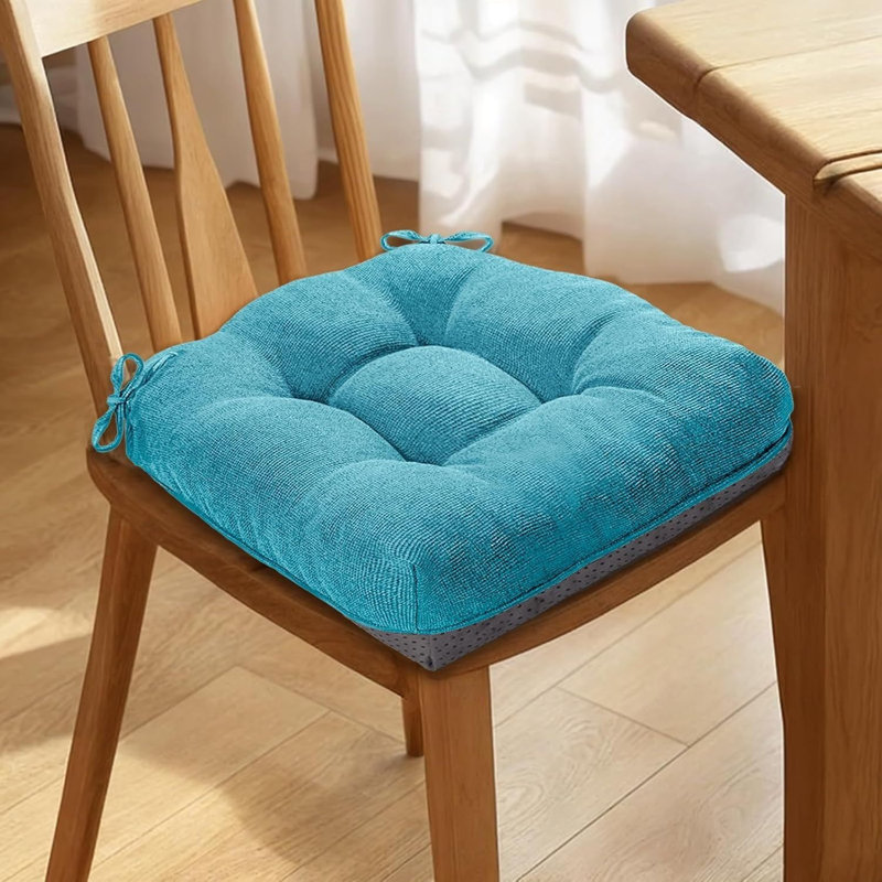 Dining Chair Cushions Set Of 4 Memory Foam 15.5 Inch Aqua Blue