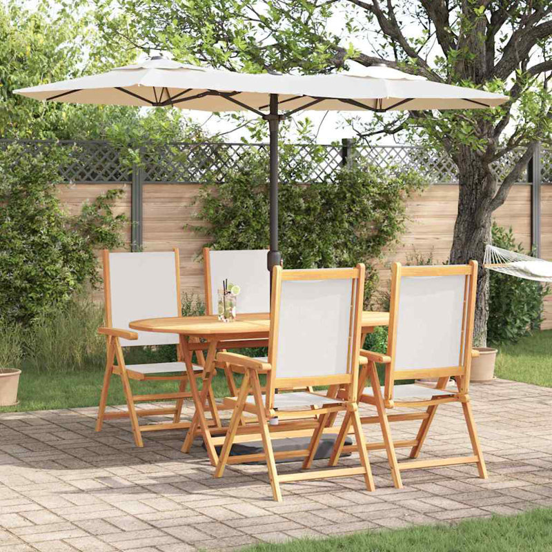 Garden Dining Set Folding Manual 5 Pcs 4-Seater, White