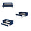  Lit de jour rembourré de 84 po de large avec lit gigogne simple - Canapé-lit en velours à grain en V avec charge USB et poches de rangement-2009485751