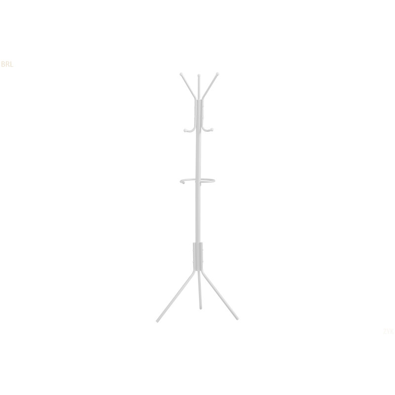 Coat Rack, Hall Tree, Free Standing, Hanging Bar, 6 Hooks, Entryway, 68"H, Bedroom,Metal, Contemporary, Modern, White