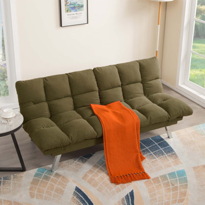 Canapé-lit pliable multifonctionnel à 2 places, tissu en velours côtelé, conception peu encombrante pour les salons et les appartements (vert)