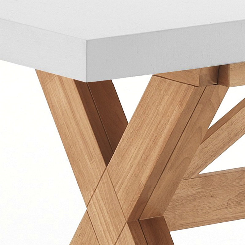 Dambrosio Extendable Oak Solid Wood Dining Table, Oak, White
