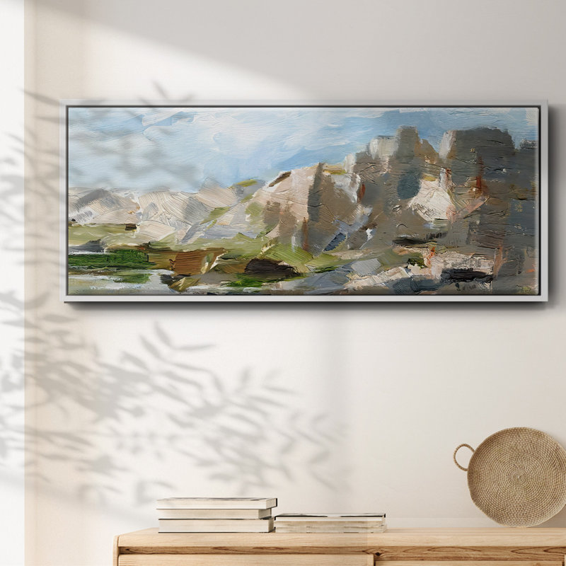 Western Cliffs II- Framed Canvas, 20" H x 50" W