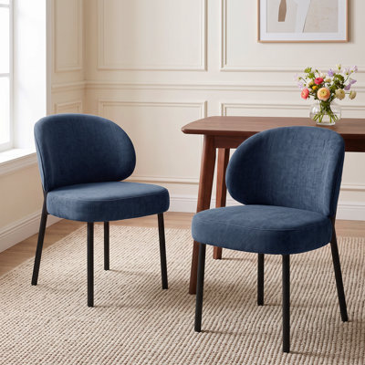 Nilina Upholstered Wide Dining Chair with with Curved Back and Wide Padded Seat (Set of 2)