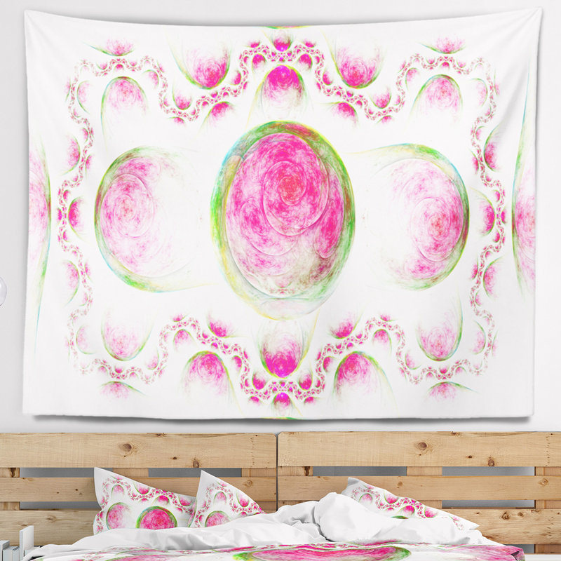 Motif rose abstrait sur tapisserie blanc, H 32 po x l 39 po
