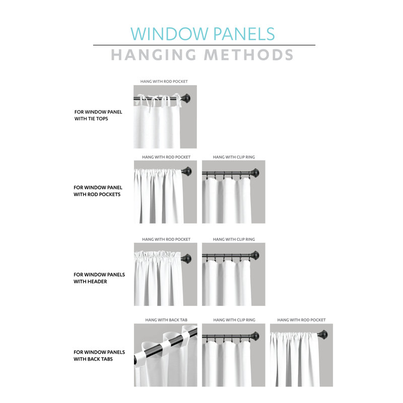 Pom Pom Semi-Sheer Single Rod Pocket Single Curtain Panel, 50" W x 63" L, Black