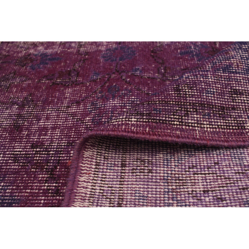 Tapis décoratif en laine noué à la main de conception unique 5 pi 6 po x 9 pi 3 po Bonsal de couleur Bourgogne foncé/Indigo
