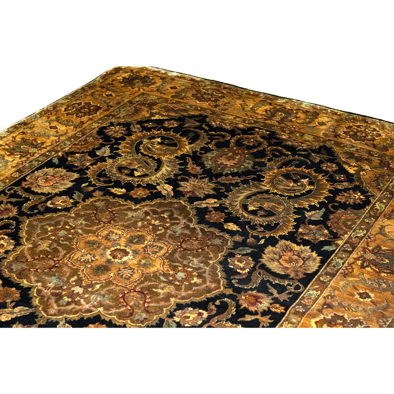 Tapis unique brun, noir et orange de 6 pi x 8 pi 11 po