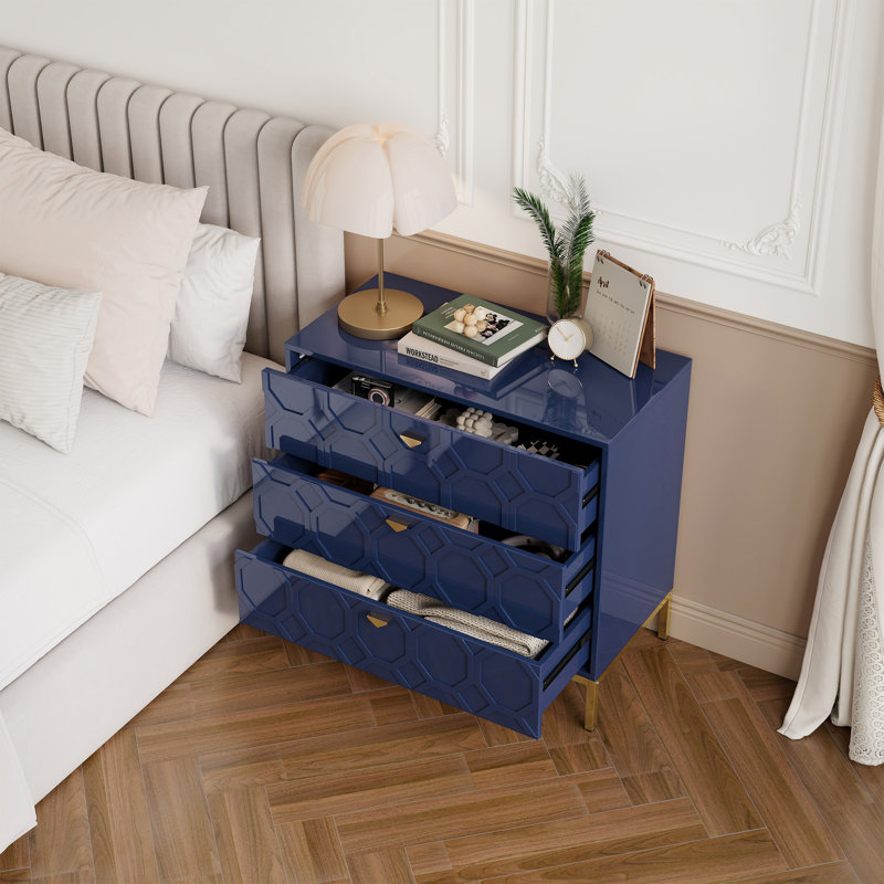 Commode 3 tiroirs pour chambre à coucher Bailes Accent, Bleu