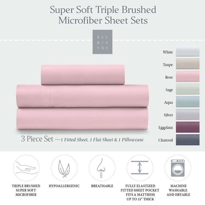 Cozy Touch Microfiber Sheets, California King, Rose