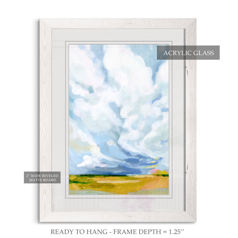 « lucid skies i »-cadre photo, impression sur toile, Encadré imprimé blanc, H 32 po x l 44 po x 1,25 po, Blanc mat