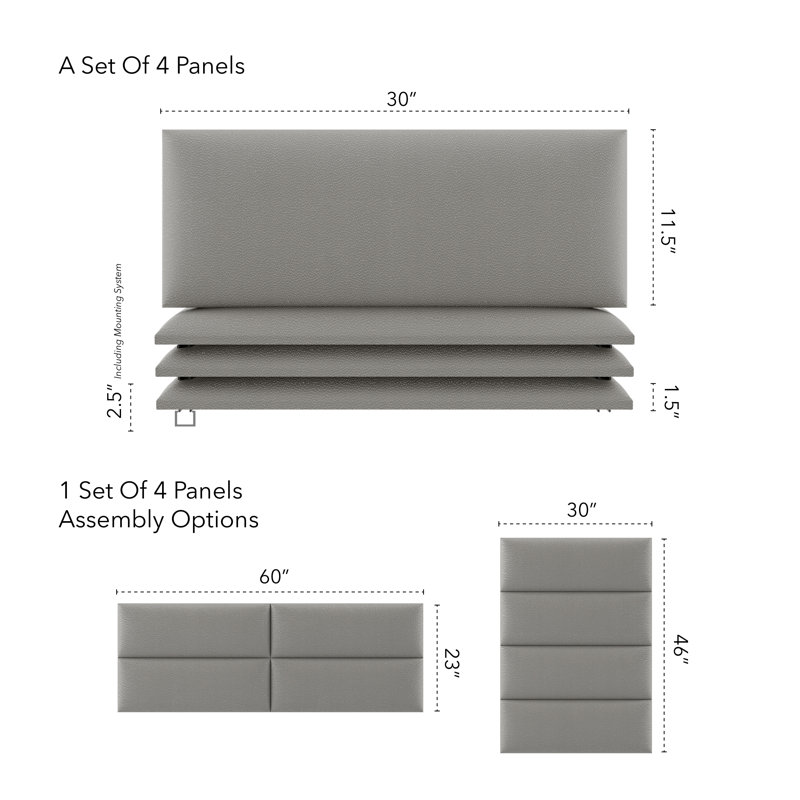 All Upholstered Headboard, Small, Zigrino Mineral