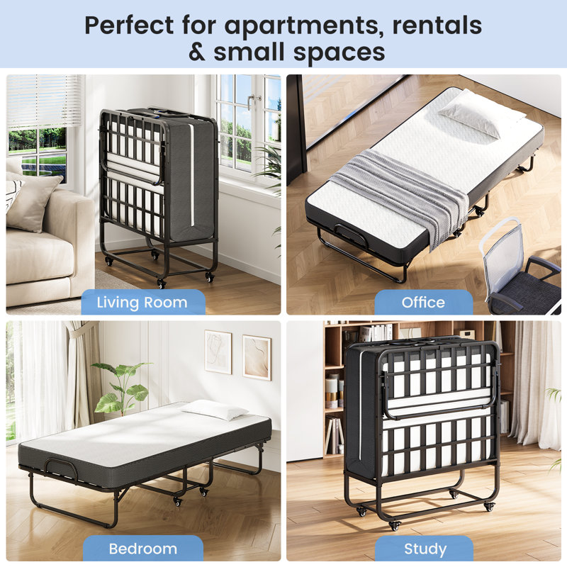 European Single (90 x 200 cm) Iron Bed Frame with Mattress
