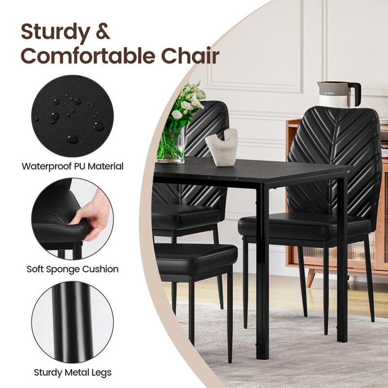 4 - Person Dining Set, Black, Grey