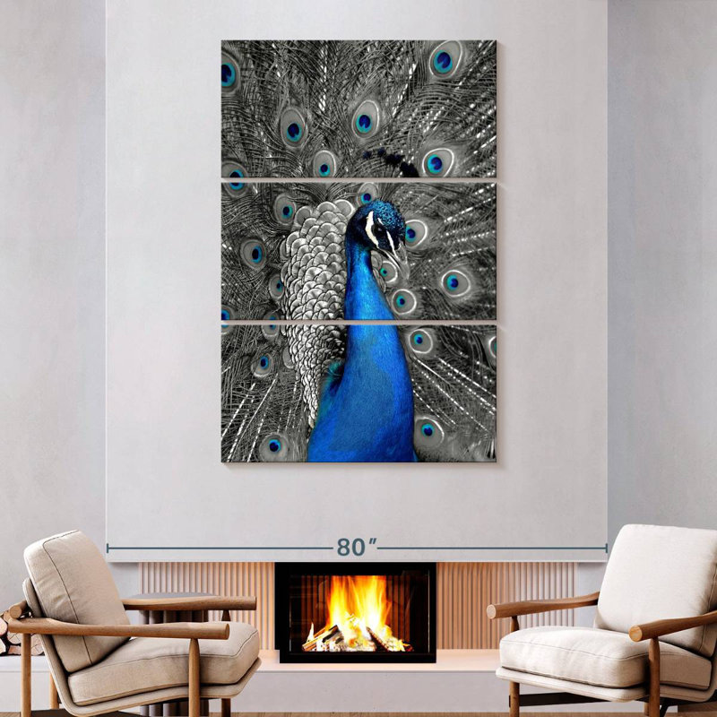 Brampt Close Up Blue Peacock, 74" H x 48" W