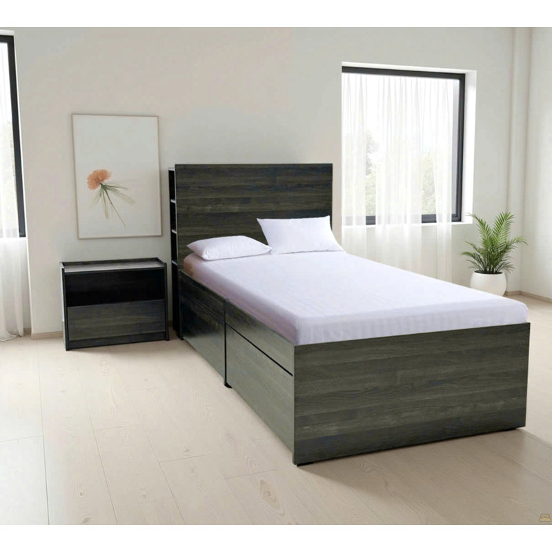 Twin Storage Bed, Twin, Gray