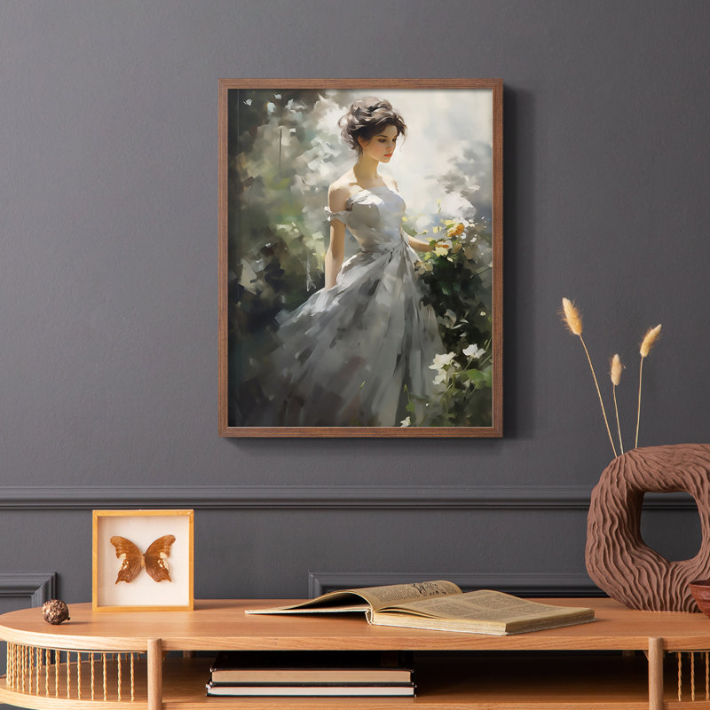 WOMEN Series DLXV - reproduction encadrée de qualité supérieure - prête à être accrochée - aucun clou requis, Noyer