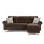 Canapé d'angle réversible en L avec accoudoirs arrondis et coussins décoratifs en velours beige