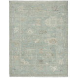 Rectangle Oriental Hand-Knotted Wool Area Rug in Blue/White