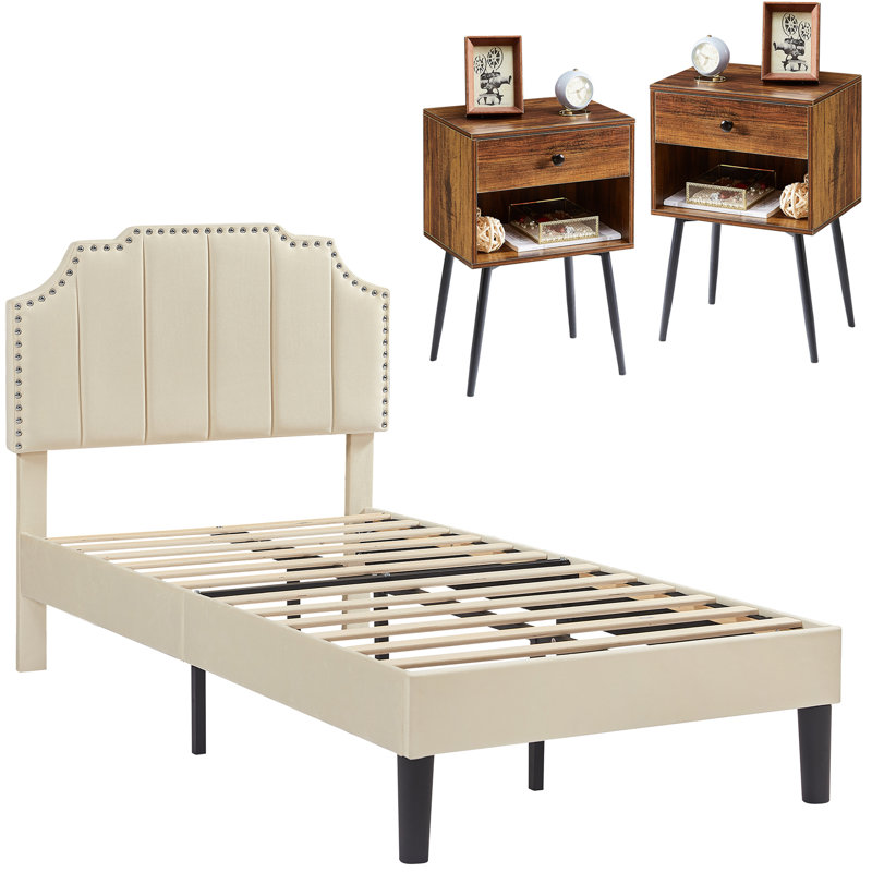 Arlindo Steel Piece Bedroom Set, Brown, Twin