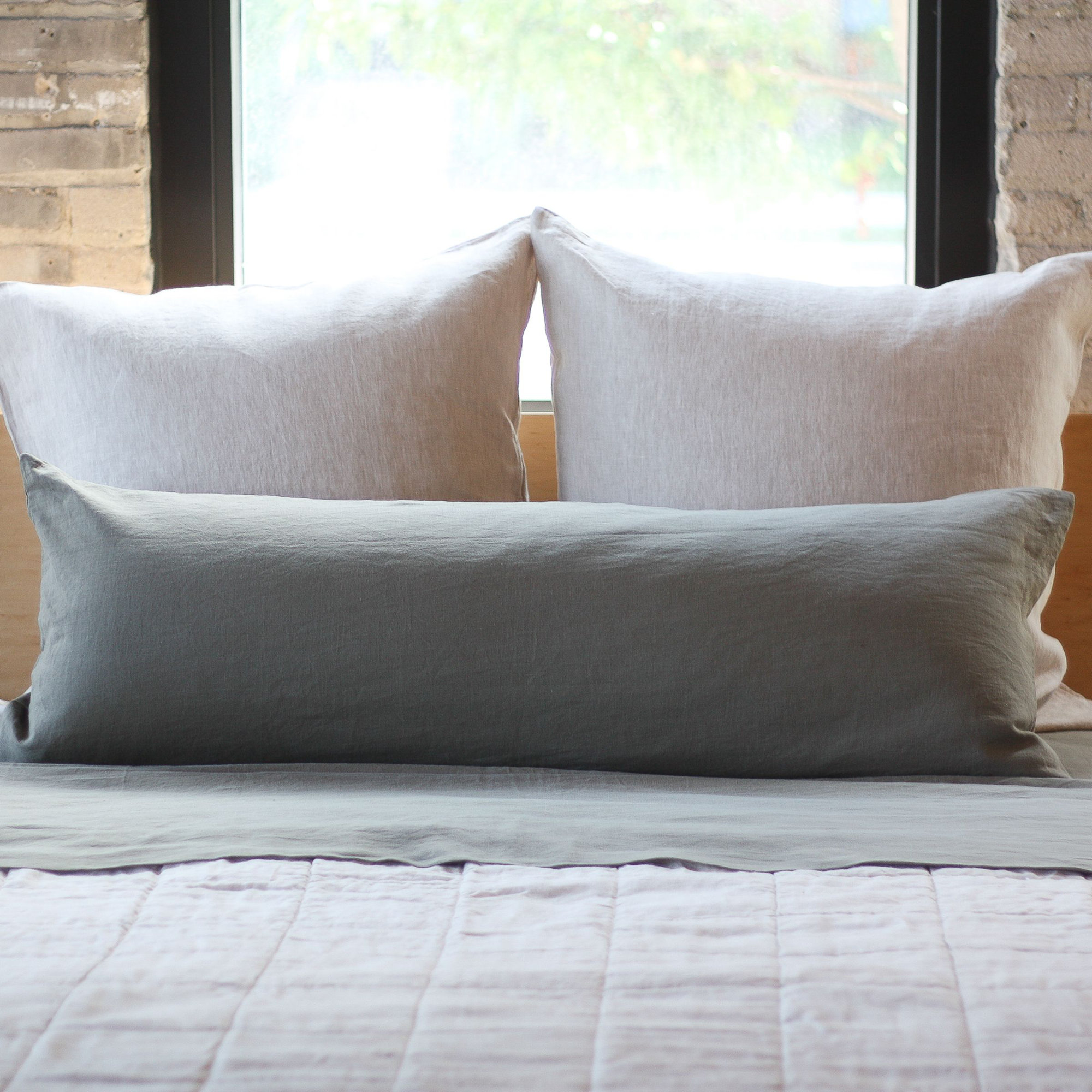 26" X 26" French Linen Euro Pillow, Putty Heather