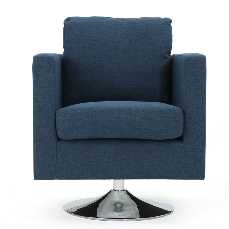 Fauteuil pivotant en polyester 28 po Elsmere, 100 % polyester bleu marine