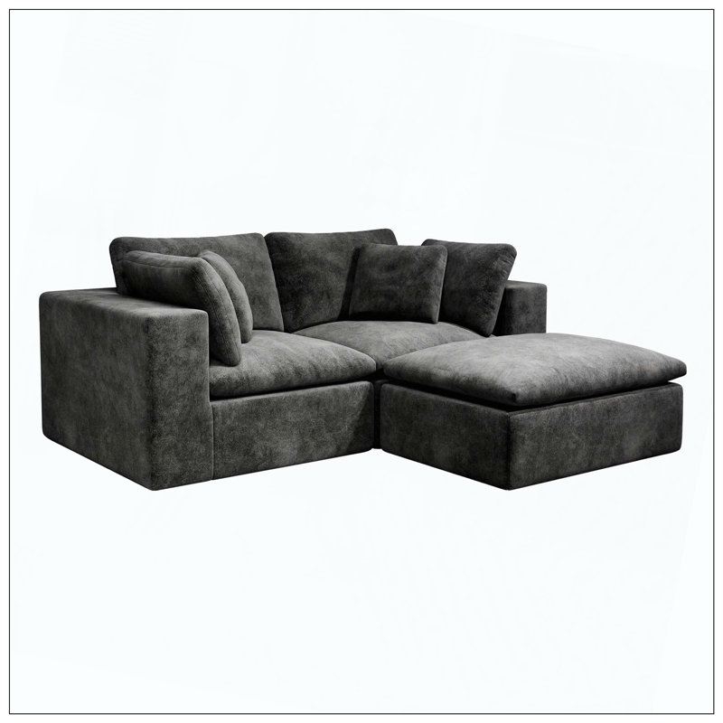 Canapé moelleux en velours côtelé modulaire 3 pièces, H 25,6 po x l 78,8 po x P 39,4 po