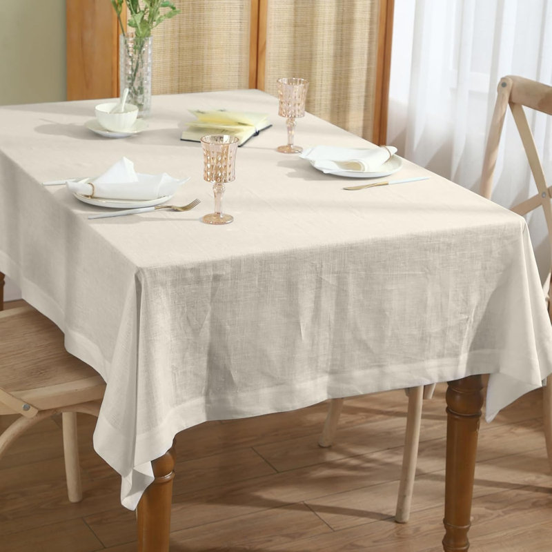 Nappe 100% lin rectangulaire, paquet de 1 pour anse de table lavable, réutilisable, L 120 po x l 60 po, Lin