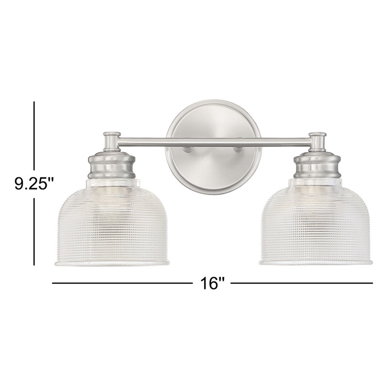 Besima 2 Light Ribbed Dimmable Vanity Light, Brushed Nickel