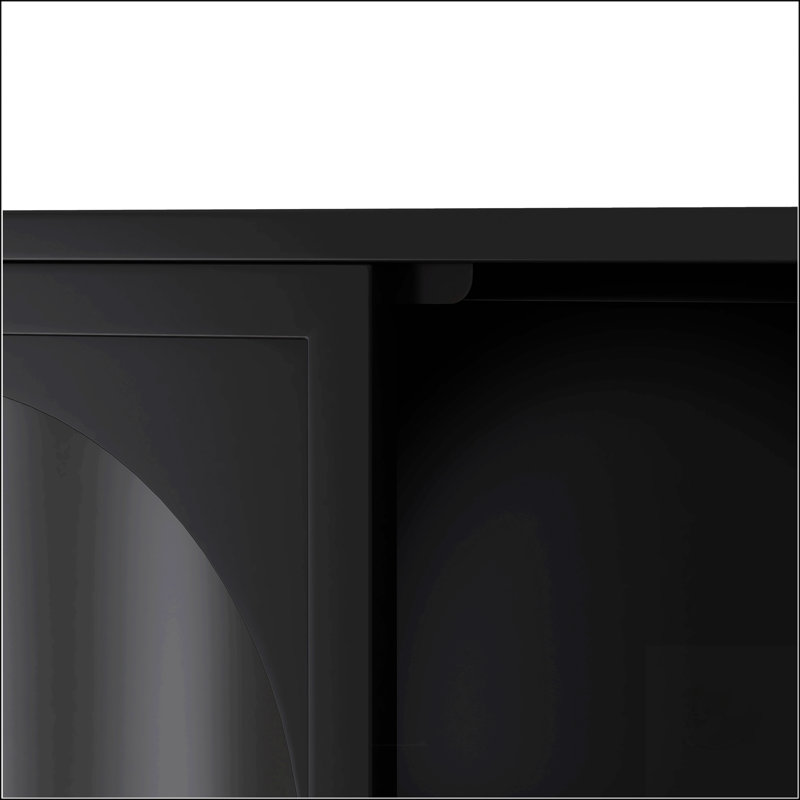 47.25" Four-Door Glass Wall Cabinet Storage With Shelf,Cupboard, Black