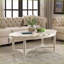 Table basse de style français antique blanc avec tablette inférieure - Plateau en bois durable pour le rangement du salon