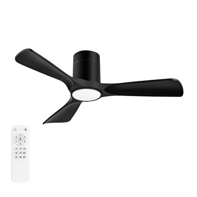 Ceiling Fan With Lights 42 Inch Flush Mount Ceiling Fan With Remote Control, ABS Blades Modern Outdoor Ceiling Fans For Bedroom/Farmhouse/Patio/Indoor, Quiet DC Motor