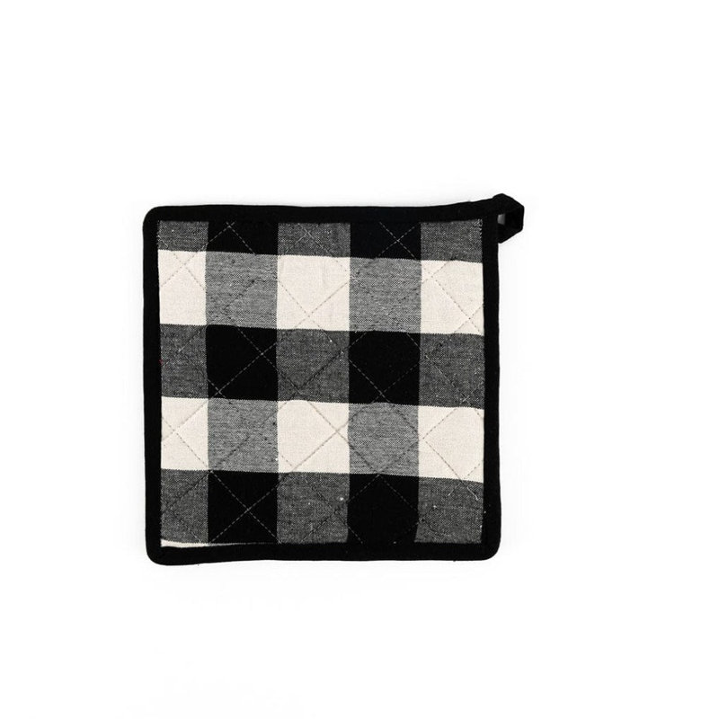 Flato Home Plaid Cotton Potholder, Black