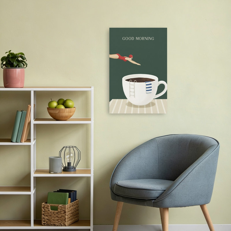 Morning Coffee Dive Minimalist Modern Peaceful Wall Art Print by Andreas Magnusson - Print, 60.96cm H x 40.64cm W