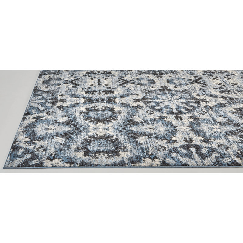 Tapis gris anthracite / bleu Lorentz, Rectangle 10 pi x 13 pi 2 po
