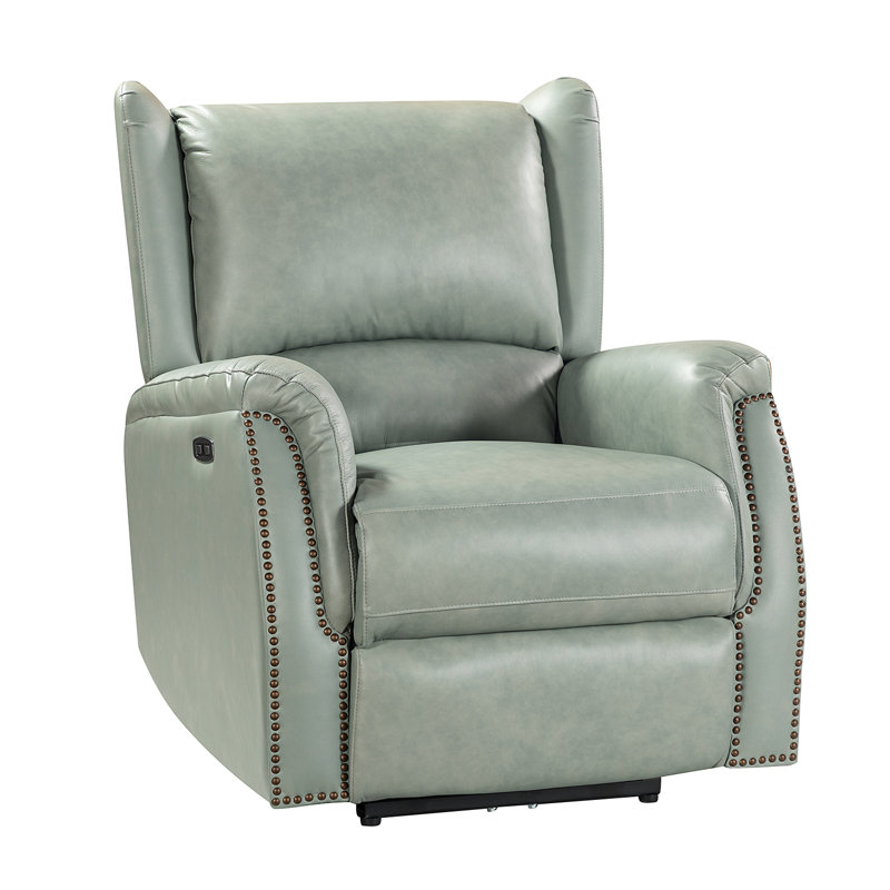 Fauteuil inclinable électrique en cuir véritable Domingo, gris