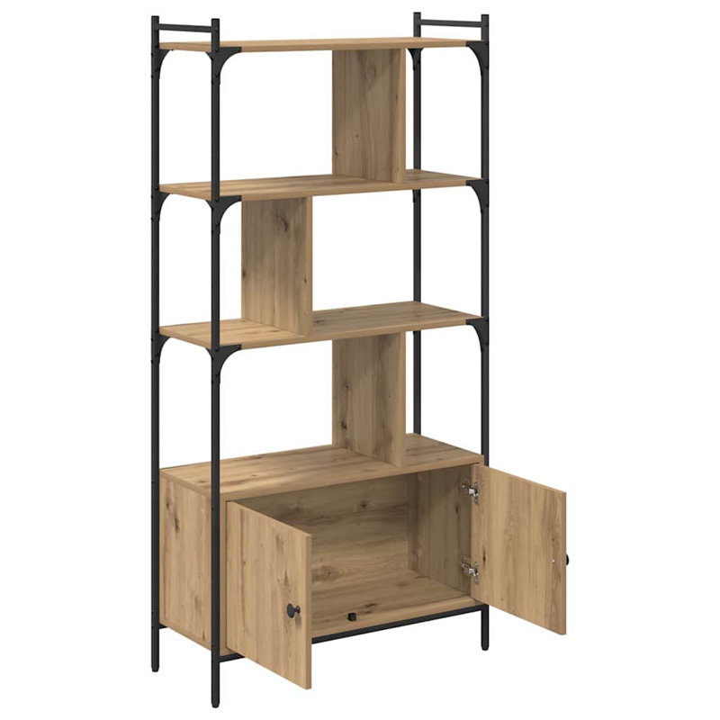 Bookcase with Doors Book Shelf Storage Shelf Organiser Engineered Wood, Artisan Oak