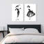 2 Pieces Fashion Women Canvas Wall Art Trendy Models Painting Black and White Funky Poster Pictures Framed Artwork for Bedroom Bathroom Makeup Room Decor 12"x16" (30cmx40cm)